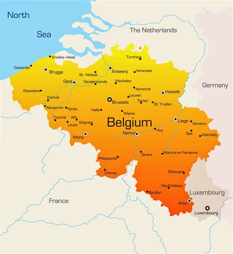 belgium map with cities and towns